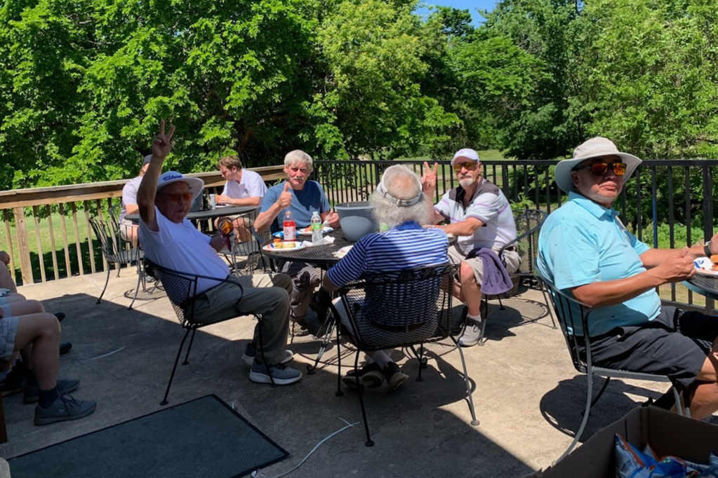 Tournament players on patio 